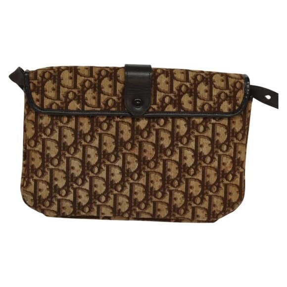 Christian Dior Trotter Canvas Shoulder Bag Brown Gold Auth 118343 - Picture 14 of 16